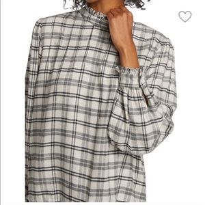 RAILS Mock Neck Plaid Blouse